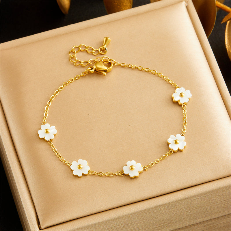 Pearl Daisy Bracelet Stainless Steel