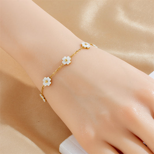 Pearl Daisy Bracelet Stainless Steel