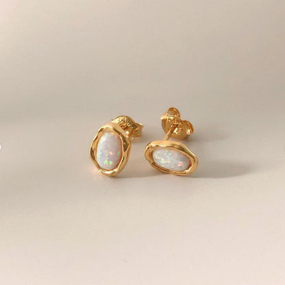 Opal Glow Stud Earrings