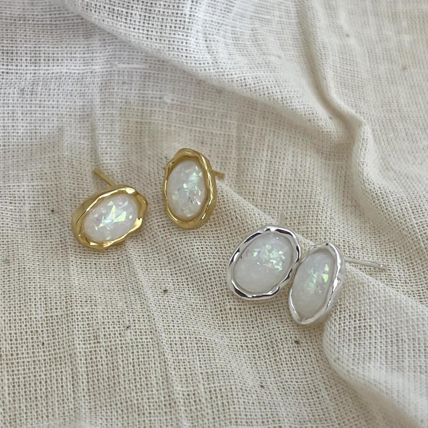 Opal Glow Stud Earrings