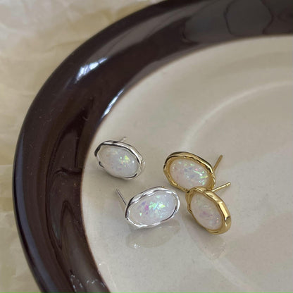 Opal Glow Stud Earrings