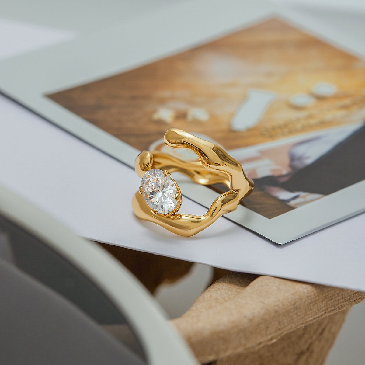 Geometric Gold Statement Ring