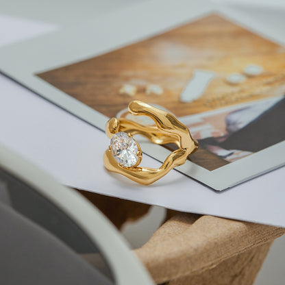 Geometric Gold Statement Ring