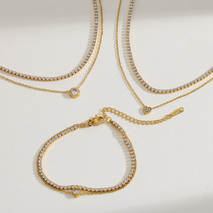 Amara Pendant  Layered Tennis Necklace