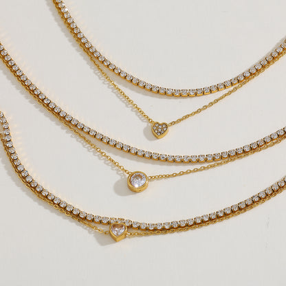 Amara Pendant  Layered Tennis Necklace