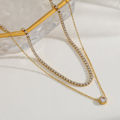 Amara Pendant  Layered Tennis Necklace