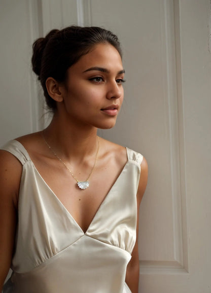 Art Deco Mother of Pearl Pendant Necklace