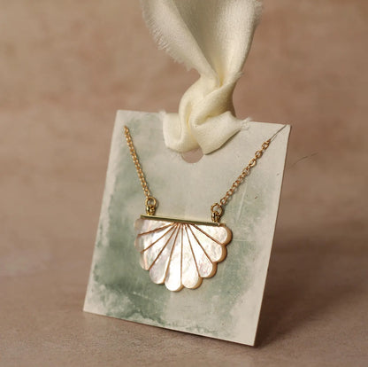 Art Deco Mother of Pearl Pendant Necklace